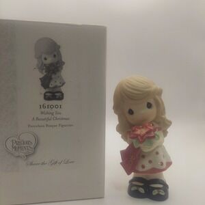 Precious Moments Wishing You‎ A Beautiful Christmas Girl Figurine 2016 nos